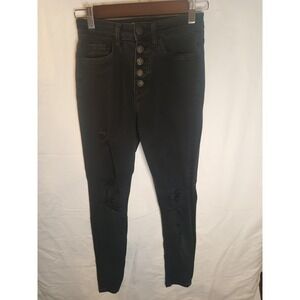 Black Flying‎ Monkey Jeans. Size 24. Distress Skinny Jeans. Button-up Fly.